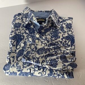 Daniel CREMIEUX Premium Denim Paisley Men's L/S Small Button Down‎ Shirt K1